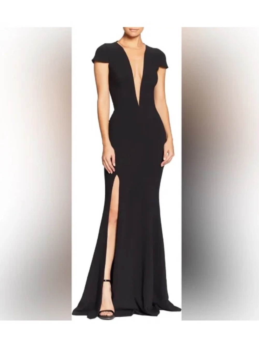Dress the Population Black Gown w/ Nude V-Neck Mesh - Size Large
